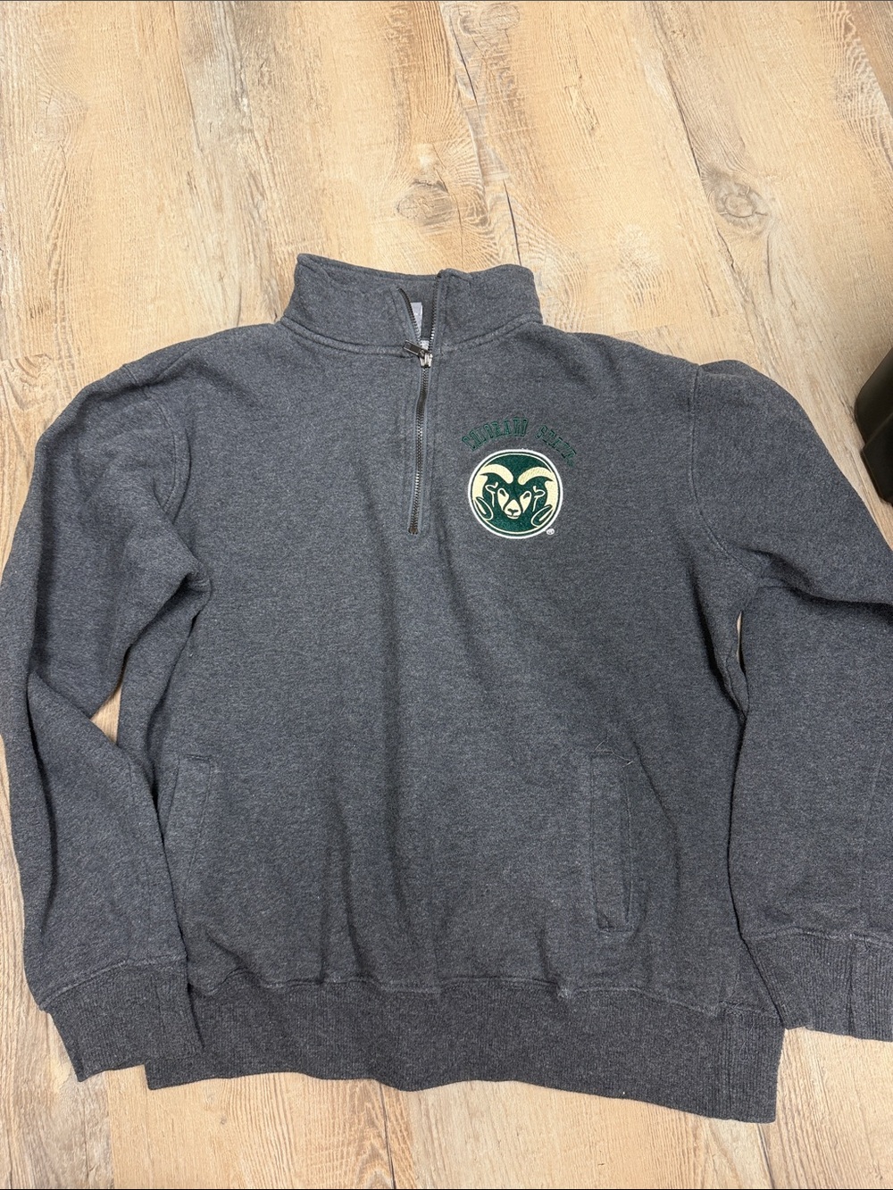 Stadium Athletics Dark Gray Quarter-Zip Pullover with Green Logo